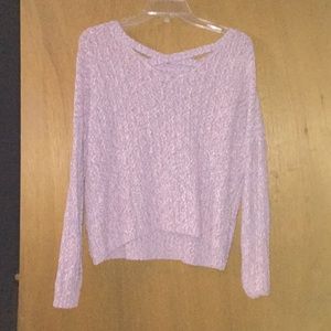 crocheted criss-cross sweater